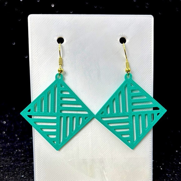 The Pixel Dot Teal Earrings - Picture 3 of 5